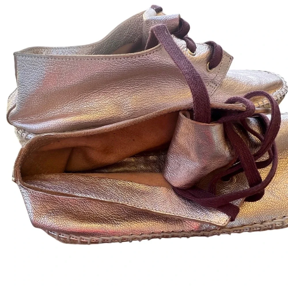 Robert Clergerie Paris Eloise Rose Gold buttery Leather Espadrille size 10 spain